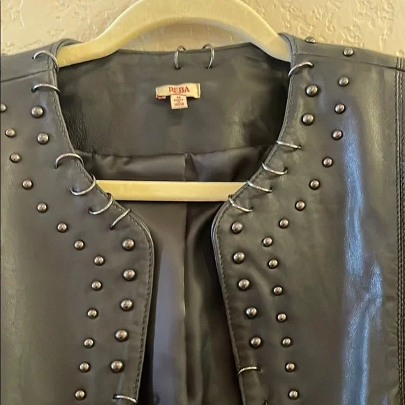 Black Studded Leather Jacket - Picture 6 of 9